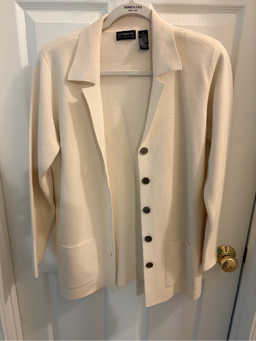 Liz Claiborne Cream Button-Front Knit Blazer